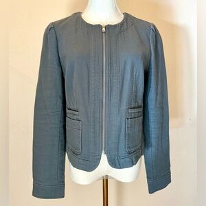 Ann Taylor LOFT 100% Cotton Gray Full Zip Cropped Jacket - Size 4